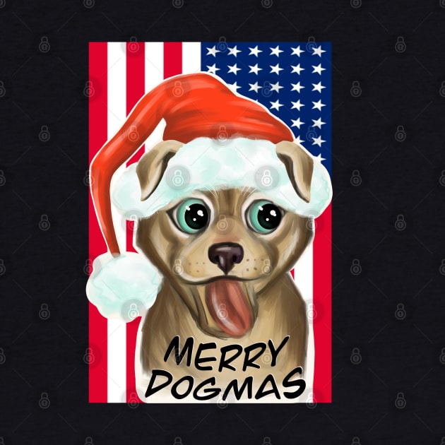 American Flag Dogmas / Merry Dogmas / christmas art by Print Art Station